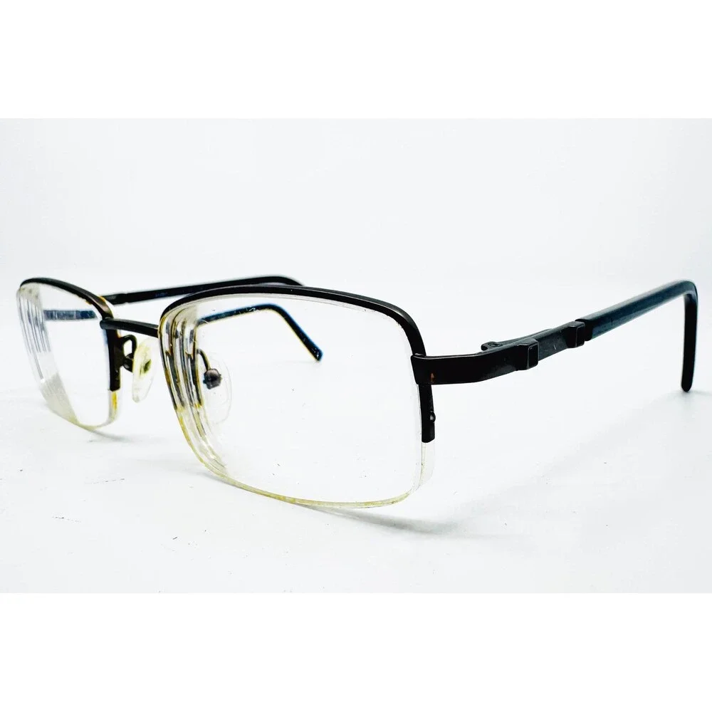EyeBuyDirect Hiro Eyeglass Frames Mens Black Semi Rimless Rectangle 52-19-135